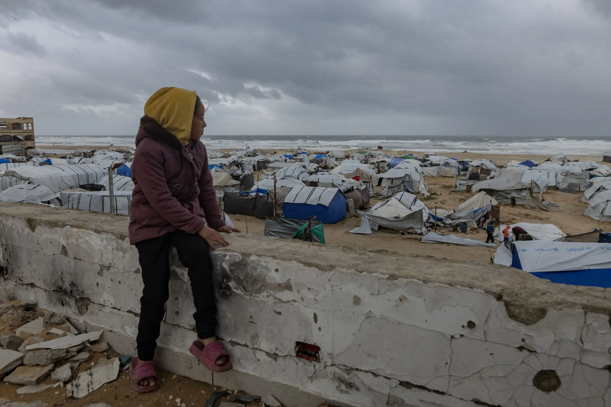 A camp for displaced Palestinians, in Gaza City on Tuesday.