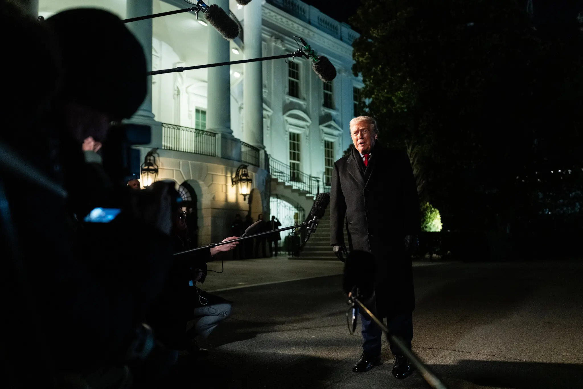 President Donald J. Trump leaving the White House on Tuesday night to attend the World Economic Forum in Davos, Switzerland.