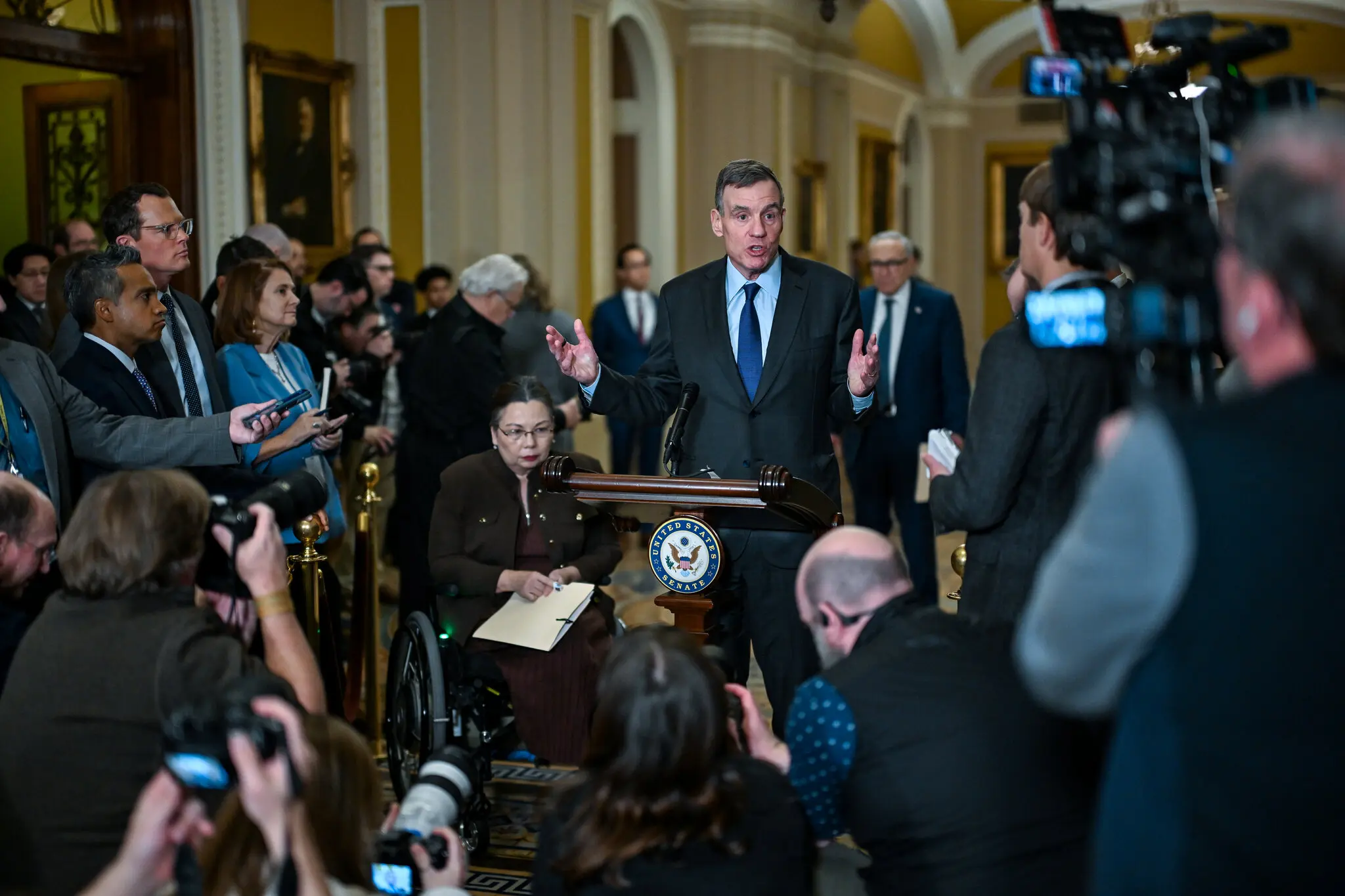 Senator Mark Warner, Democrat of Virginia, wrote on social media that he would not vote to fund the Department of Homeland Security “while this administration continues these violent federal takeovers of our cities.”