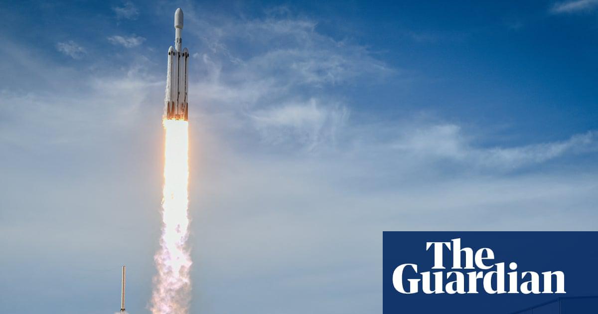 A SpaceX Falcon Heavy rocket carrying a Noaa weather satellite lifts off from Kennedy Space Center in Florida in June 2024.