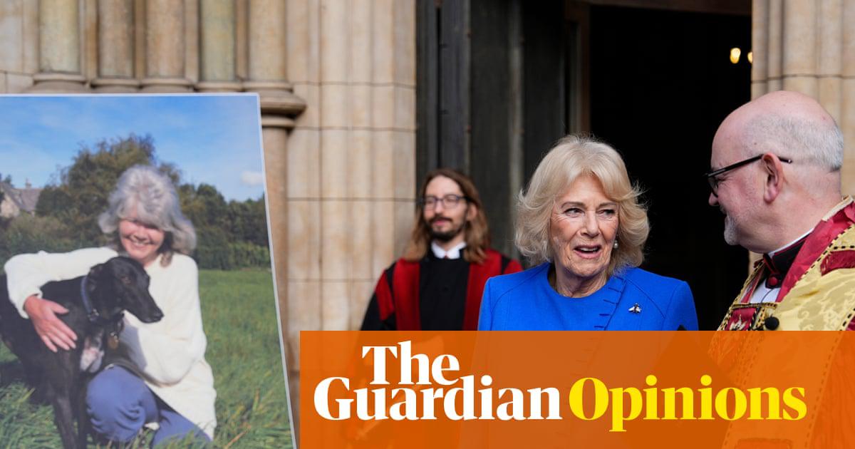 Star-studded … Queen Camilla speaks to the dean of Southwark Cathedral at Jilly Cooper’s memorial service last week.