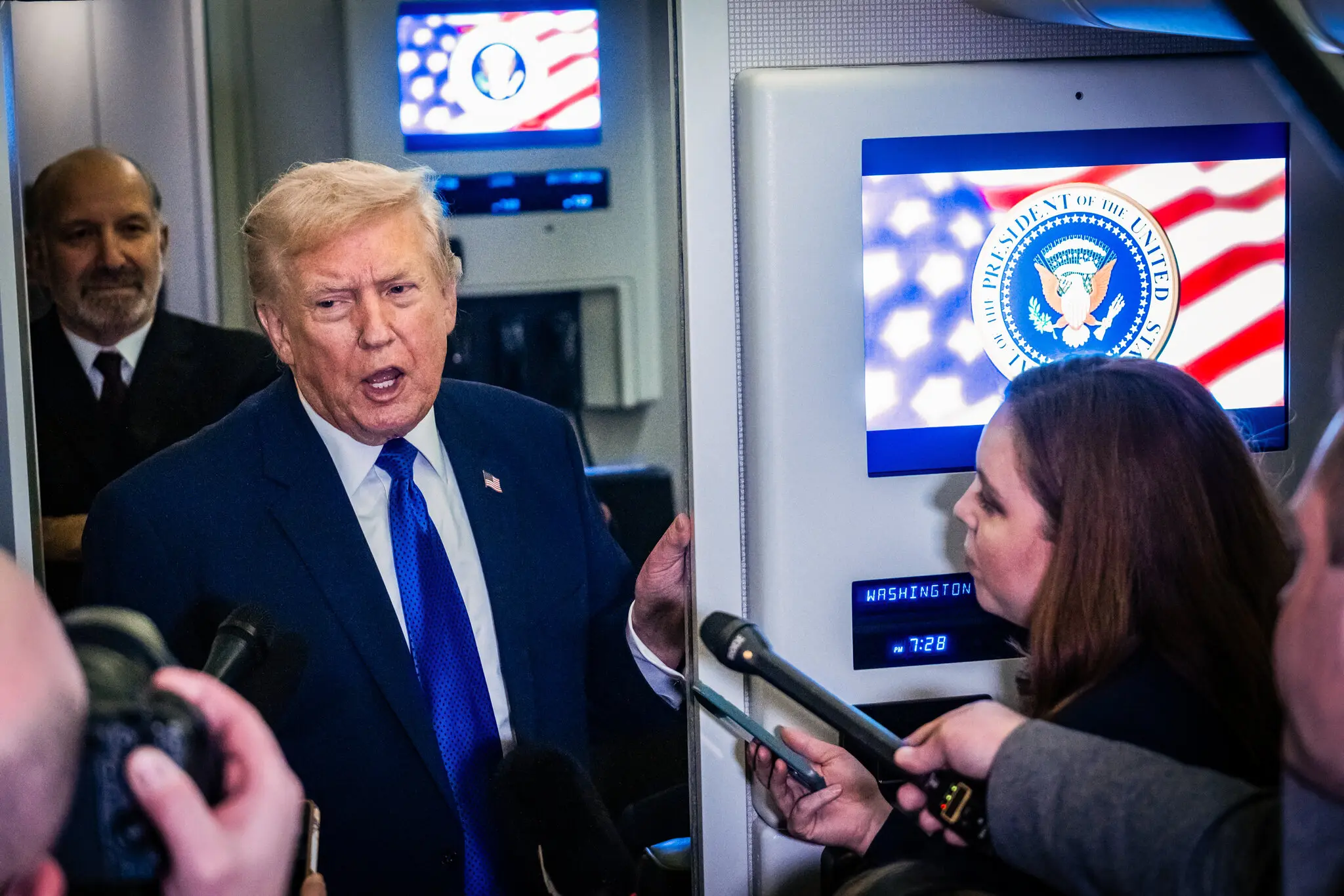 President Trump spoke about the video clip of the Obamas on his social media feed as he traveled on Air Force One on Friday.