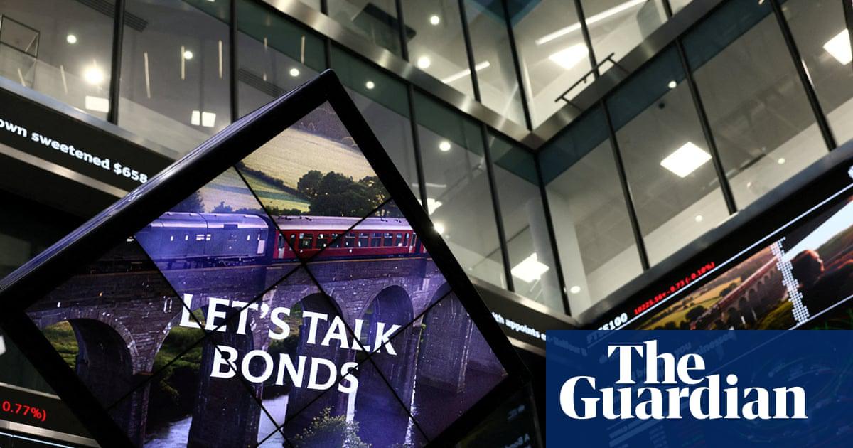 The London Stock Exchange. Yields rise when bond prices fall, and indicate the rates at which investors are willing to lend to the government.