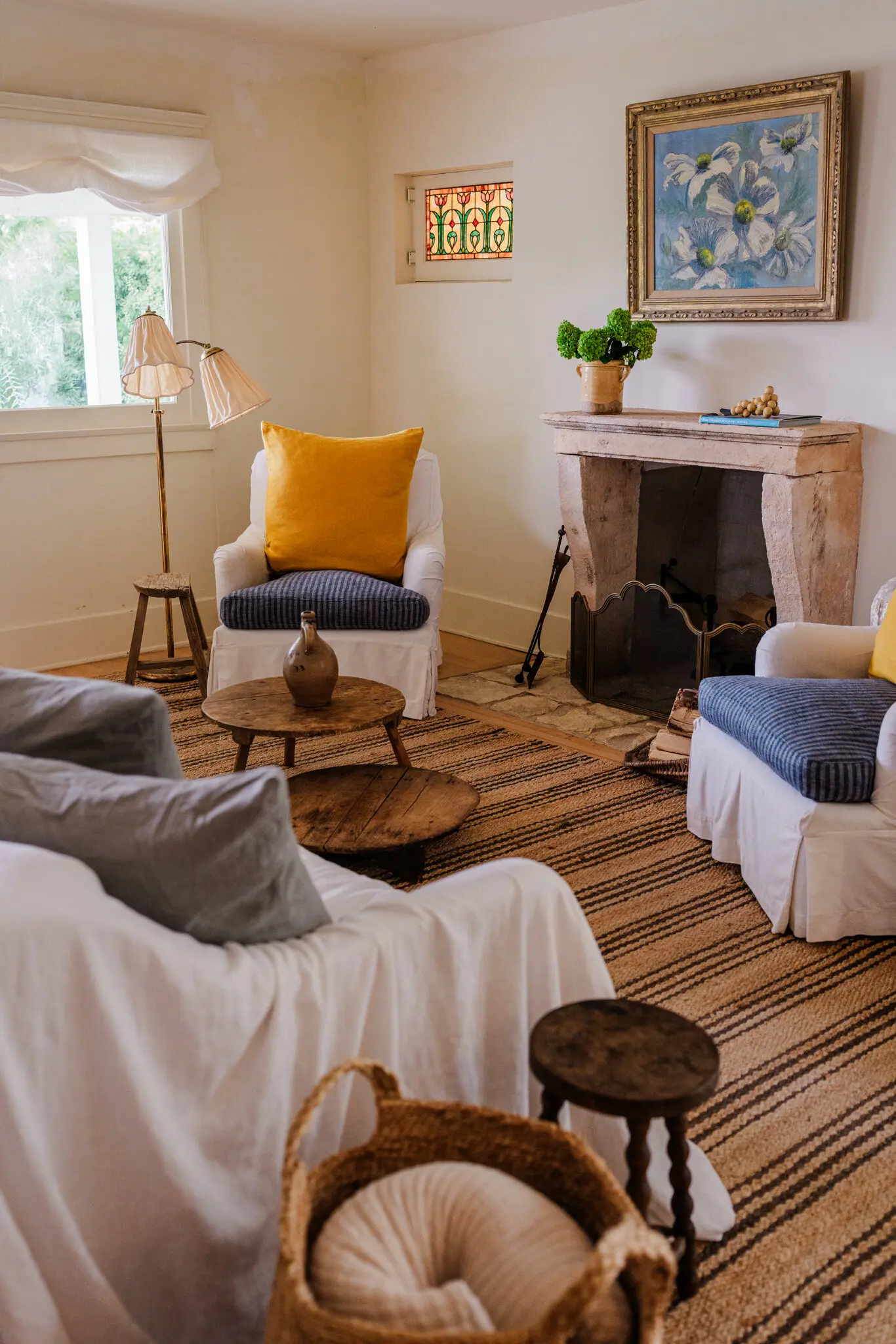 Ben and Kendall Knox have furnished their sitting room with antique and contemporary pieces.