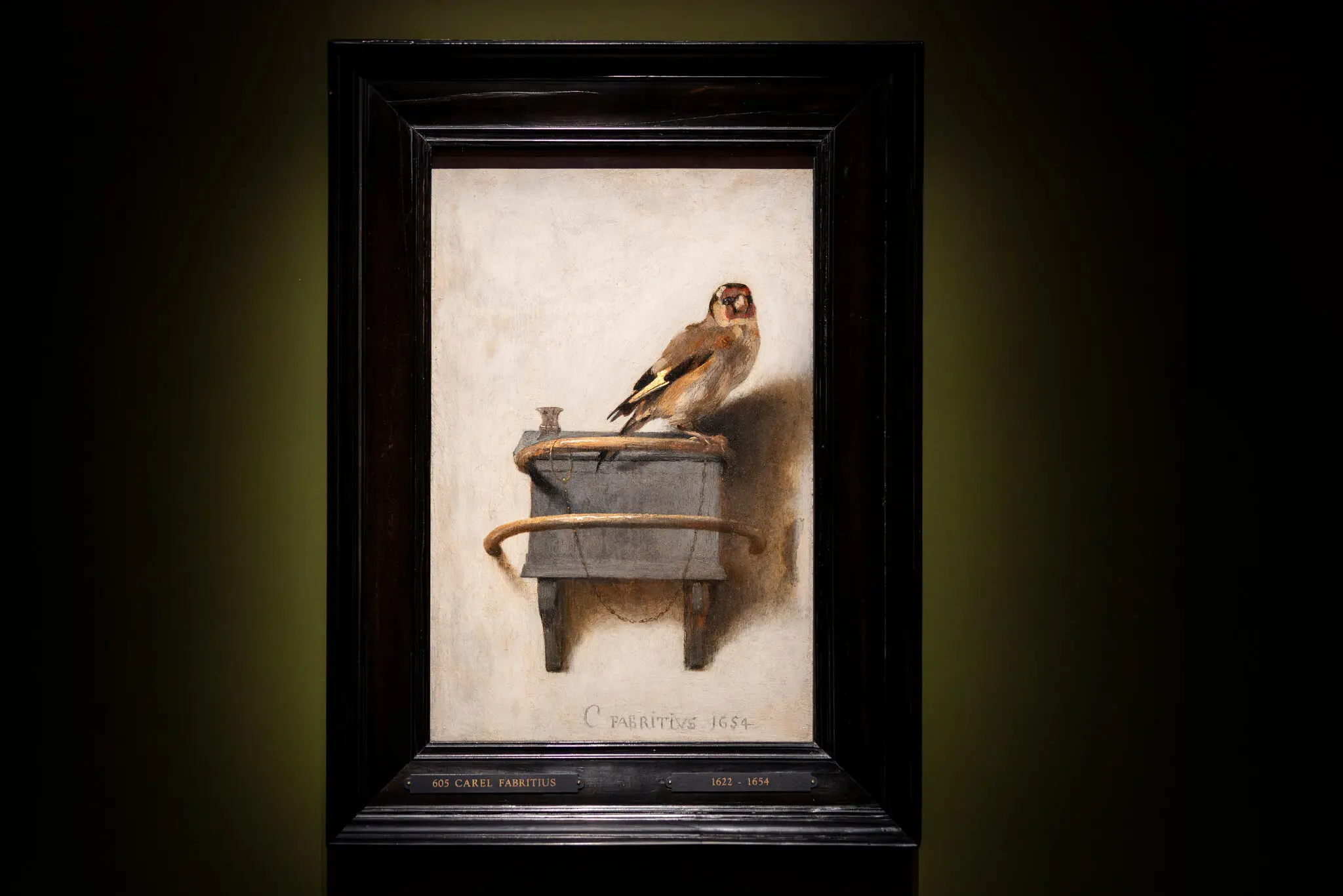 “The Goldfinch” by Carel Fabritius is one of the collection treasures at the Mauritshuis museum in The Hague.