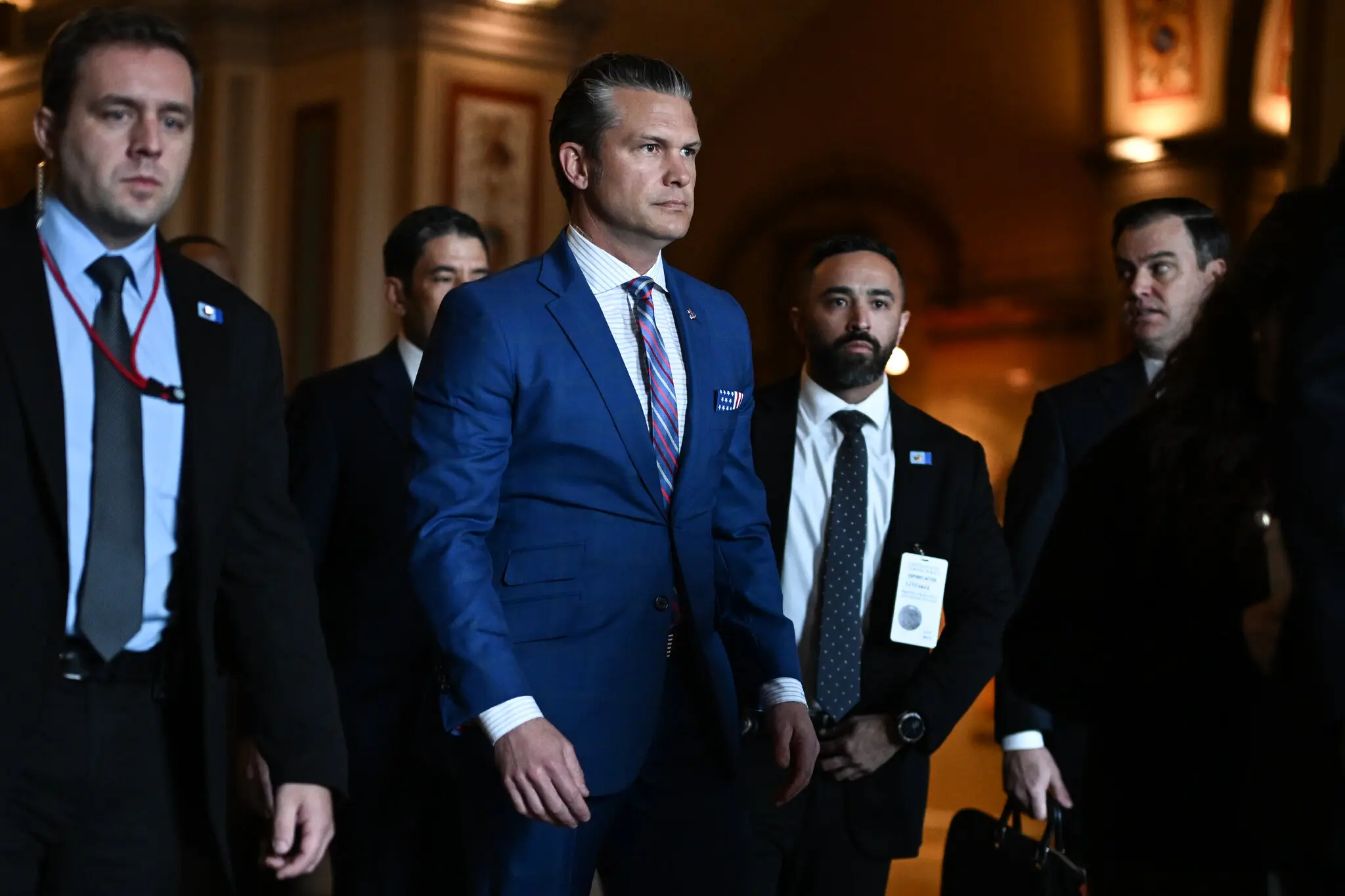 Defense Secretary Pete Hegseth arriving for a classified briefing at the Capitol in Washington in January.