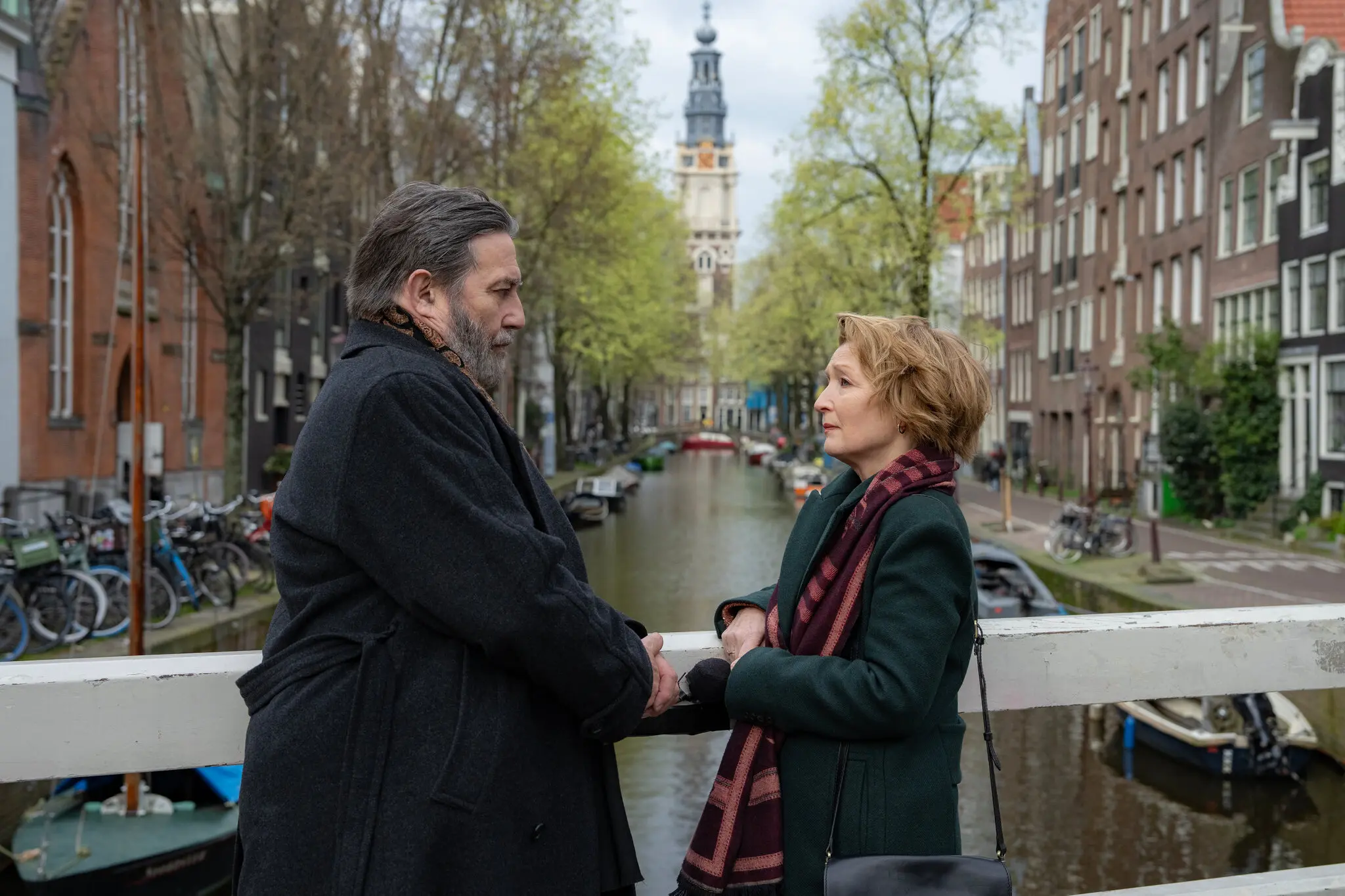 Ciaran Hinds, left, with Lesley Manville in “Midwinter Break.”