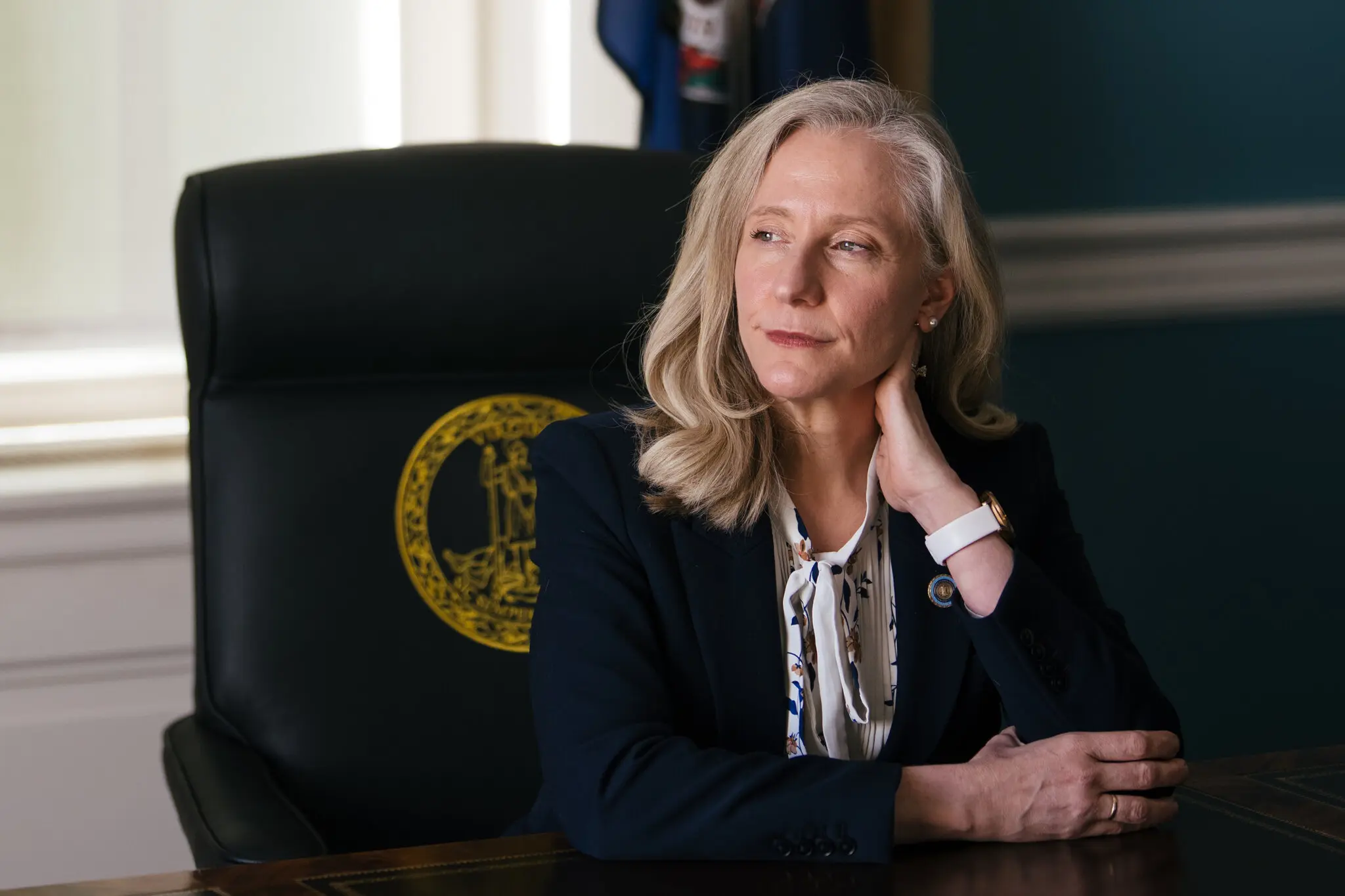 Gov. Abigail Spanberger of Virginia in early February. A Democrat, she was elected in the purple state by 15 points, a victory that buoyed her party.