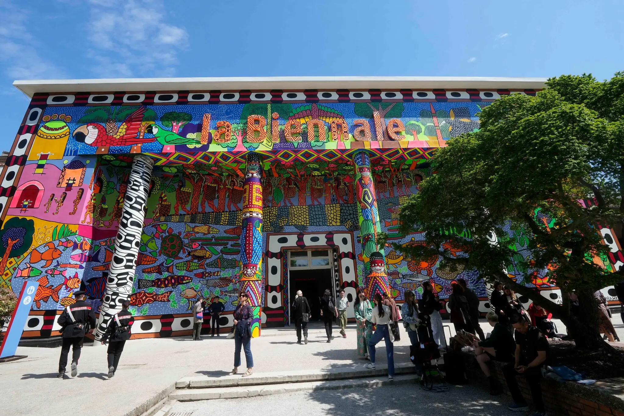 The main pavilion entrance of the Venice Biennale in 2024. The event is sometimes described as the Olympics of the art world.