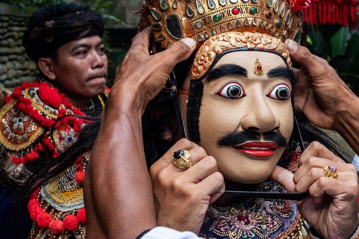 This mask of the character Patih Manis was carved from lightweight <i>pule</i> wood by Ida Bagus Anom Suryawan, a sixth-generation artisan in Bali. Masks like these are integral to sacred dance dramas performed on the Indonesian island.